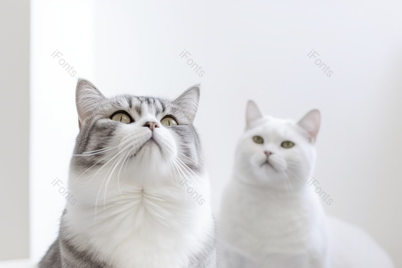 白色的背景呆萌的两只猫头像壁纸动物日摄影图,高清,摄影图,摄影图片,图片大全,摄影图免费下载